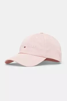 Хлопковая кепка с козырьком Tommy Jeans, розовый