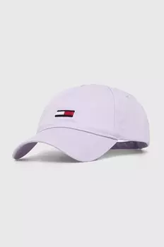 Хлопковая кепка с козырьком Tommy Jeans, фиолетовый