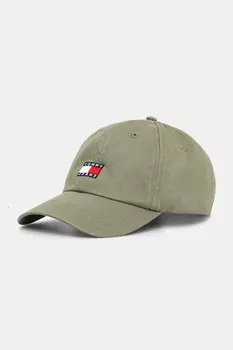 Хлопковая кепка с козырьком Tommy Jeans, зеленый