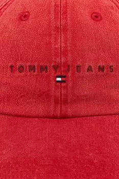Хлопковая кепка с козырьком Tommy Jeans, красный