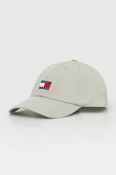 Хлопковая кепка с козырьком Tommy Jeans, зеленый