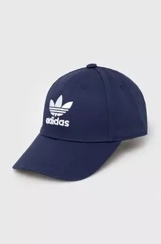 Хлопковая кепка с козырьком Trefoil Adidas Originals, синий