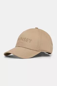 Хлопковая кепка с козырьком Twinset, бежевый