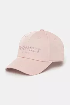 Хлопковая кепка с козырьком Twinset, розовый