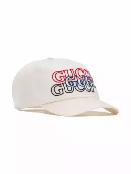 Хлопковая кепка с логотипом Gucci, белый