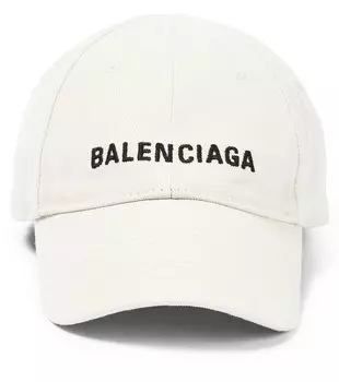 Хлопковая кепка с вышивкой Balenciaga Kids, бежевый