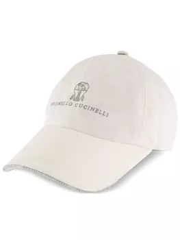 Хлопковая кепка с вышивкой Brunello Cucinelli, белый