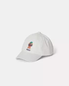 Хлопковая кепка унисекс с медведем Поло Polo Ralph Lauren, белый