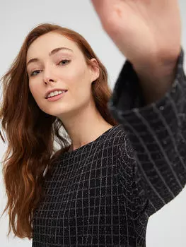 Хлопковая клетчатая туника с круглым вырезом LCWAIKIKI Classic