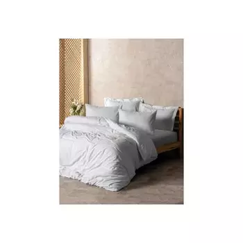 Хлопковая коробка, Комплект постельного белья в однотонную клетку, белый