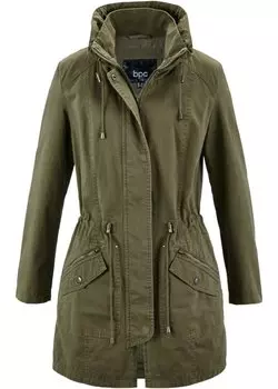 Хлопковая короткая куртка с воротником стойкой Bpc Bonprix Collection, зеленый