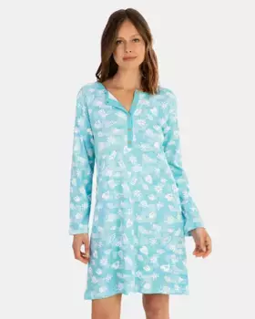 Хлопковая короткая ночная рубашка с длинными рукавами Massana, синий