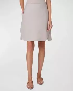 Хлопковая короткая юбка с трапециевидным разрезом Akris, цвет Greige