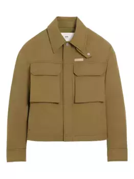 Хлопковая куртка AMI Paris, зеленый