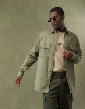 Хлопковая куртка цвета хаки ASOS DESIGN