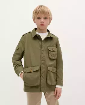 Хлопковая куртка для мальчиков с застежкой на пуговицы Scalpers, цвет Caqui