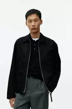 Хлопковая куртка харрингтон H&M, черный
