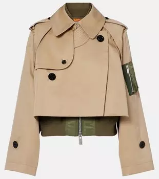 Хлопковая куртка из габардина и твила Sacai, бежевый