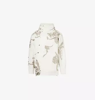 Хлопковая куртка классического кроя с вышивкой и воротником-воронкой Dries Van Noten, белый