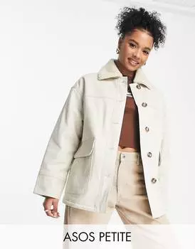 Хлопковая куртка на подкладке из борга ASOS DESIGN Petite с камнем