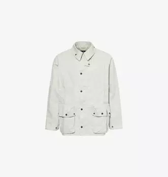 Хлопковая куртка прямого кроя с фирменной вышивкой Spread-Collar Barbour, бежевый