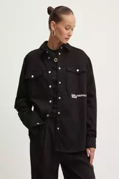 Хлопковая куртка-рубашка Karl Lagerfeld Jeans, черный