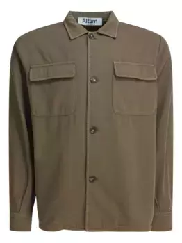Хлопковая куртка-рубашка с двумя карманами ALTUM, зеленый
