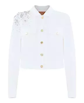Хлопковая куртка с блестящими аппликациями Kocca, белый