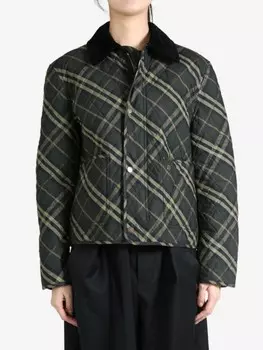 Хлопковая куртка с принтом в клетку Burberry, зеленый