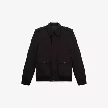 Хлопковая куртка с раздвинутым воротником и погонами на кнопках The Kooples, черный