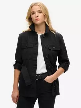 Хлопковая куртка-сафари с поясом Superdry, черный