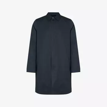 Хлопковая куртка стандартного кроя с длинными рукавами и воротником Sunspel, темно-синий