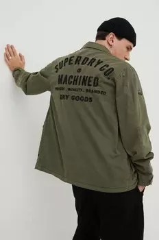 Хлопковая куртка Superdry, зеленый