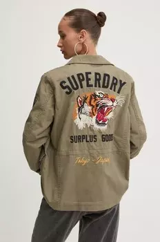 Хлопковая куртка Superdry, зеленый