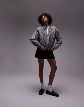 Хлопковая куртка в клетку с центральной молнией спереди в нескольких цветах Topshop