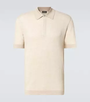 Хлопковая, льняная и шёлковая поло Zegna, серо-коричневый
