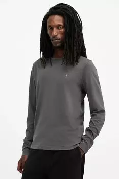 Хлопковая лонгслив BRACE Allsaints, серый