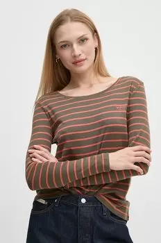 Хлопковая лонгслив FINNA Pepe Jeans, зеленый