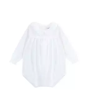 Хлопковая лягушка для девочки с длинными рукавами KNOT, белый