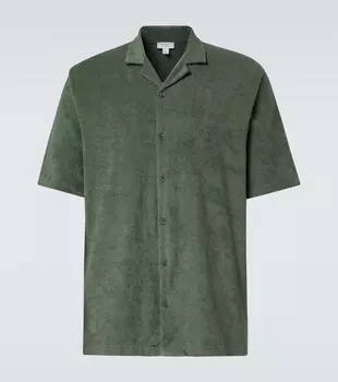 Хлопковая махровая рубашка для боулинга Sunspel, Dusk Green