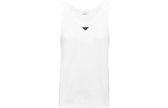 Хлопковая майка белая Prada, белый