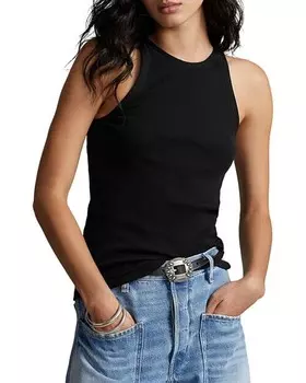 Хлопковая майка без рукавов в рубчик Ralph Lauren, цвет Black
