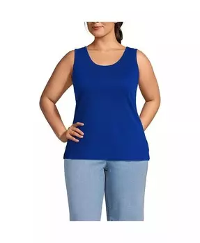 Хлопковая майка больших размеров Lands' End, синий