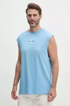 Хлопковая майка Calvin Klein Jeans, синий