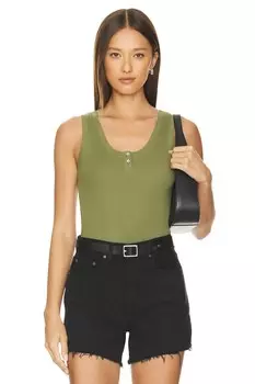 Хлопковая майка-хенли в рубчик Goldie, цвет loden