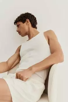 Хлопковая майка и шорты для сна H&M, белый