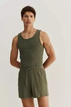 Хлопковая майка и шорты для сна H&M, зеленый