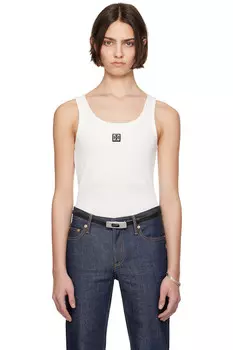 Хлопковая майка-лодочка с металлическим логотипом Tory Burch, белый