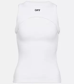 Хлопковая майка off stamp с вырезами Off-White, белый