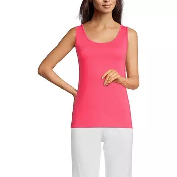 Хлопковая майка Petite Lands' End с круглым вырезом, цвет Rouge Pink